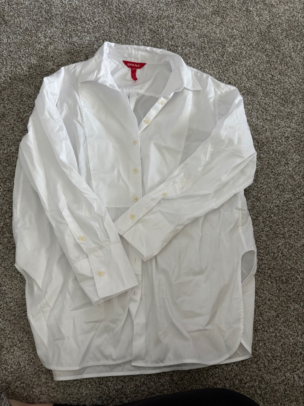 Spanx white button down shirt